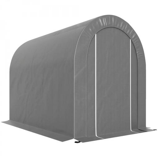 Carpa de Jardín para Bicicletas con Marco de Acero Puerta con Cremallera Impermeable 2,4x1,6x1,9 m Gris Claro [8]
