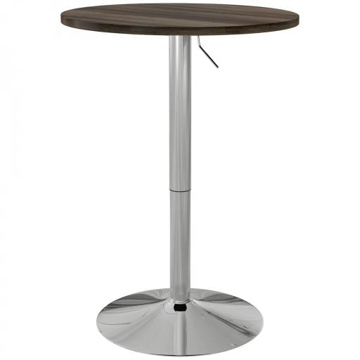 Mesa Alta Cocina Mesa Alta Bar Redonda para 2 Personas Altura Ajustable Tablero Giratorio 360° 60x60x91 cm Nogal [9]