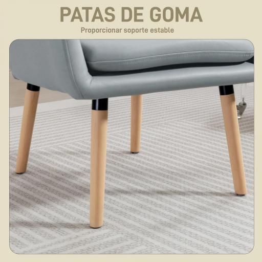Sillón de Salón Moderno Acolchado de Doble Capa Tapizado en Cuero Sintético Patas de Madera 68x74x89 cm Gris [3]