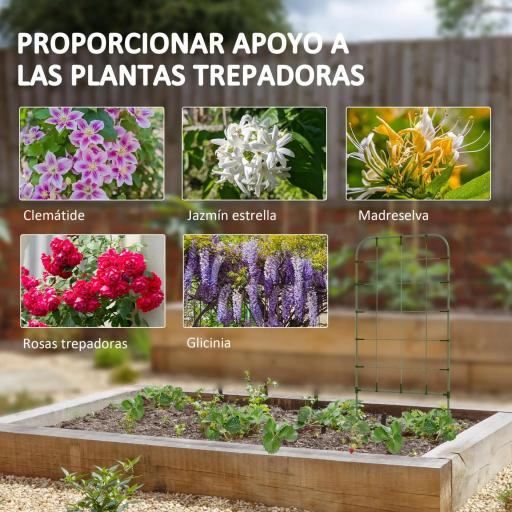 Juego de 4 Enrejados de Jardín Soportes para Enredaderas de Acero para Plantas Trepadoras y Decoración 40x90 cm Verde [7]
