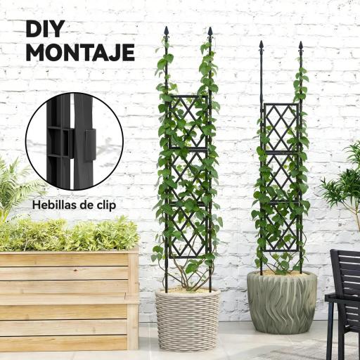 Enrejado de Jardín Plegable Soporte para Plantas Trepadoras con Montaje DIY y Marco de Acero 85x197 cm Negro [2]