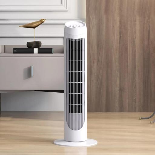 Ventilador de Torre 45W Ventilador Vertical Silencioso con 3 Velocidades Oscilación 70° para Salón Ø27x75 cm Blanco [4]