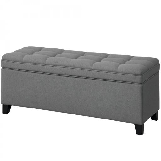 Banco de Almacenaje con 2 Bisagras de Seguridad Tapa Abatible para Dormitorio Salón 120x40x48 cm Gris Oscuro [8]