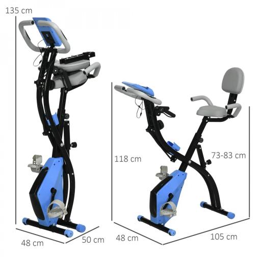 Bicicleta Estática Plegable con Respaldo 8 Niveles de Resistencia Volante Pantalla LCD Pulsómetro y Sillín Ajustable [1]