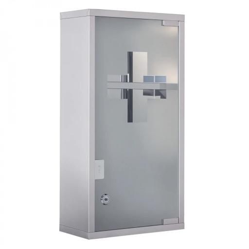 Armario de Medicinas Botiquín Gabinete de Primero Auxilios Acero Inox 3 Estantes Caja Colgante de Pared con Cerradura 25x12x48cm [8]