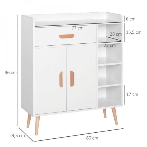 Aparador Buffet Armario Gabinete Consola Mueble Multiusos de Comedor Salón Baño Pasillo 80x29.5x96cm [1]