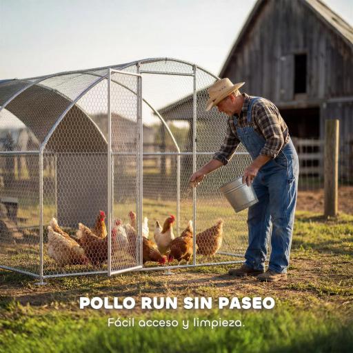 Gallinero para Exterior 2,8x5,1x1,9 m Cubierta de Tela Oxford Anti-UV Impermeable Pestillos para 15-24 Gallinas Plata [7]