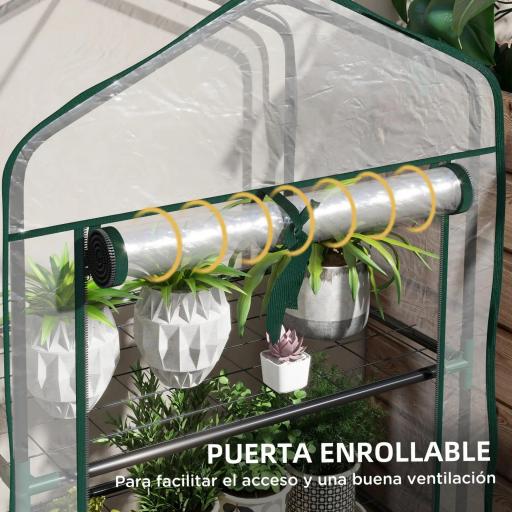 Invernadero de Jardín con 3 Estantes 1 Puerta con Cremallera para Cultivo de Plantas 59x39x127 cm Transparente [6]