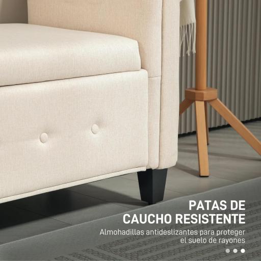 Banqueta de Almacenaje con Reposabrazos Enrollados para Dormitorio Salón Pasillo 146,5x49x74,5 cm Beige [5]