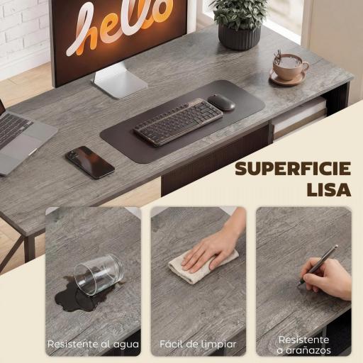 Mesa de Ordenador 120x50 cm Escritorio de Ordenador Industrial con Compartimento y 2 Cajones para Oficina Gris Claro [3]