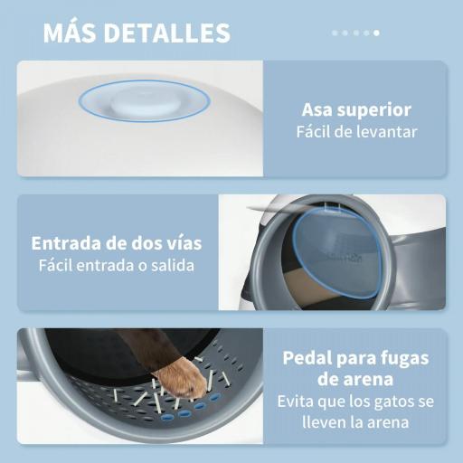 Caja de Arena para Gatos Plegable Arenero Cerrado para Gatos con Pala 52x41x38 cm Blanco y Gris [3]