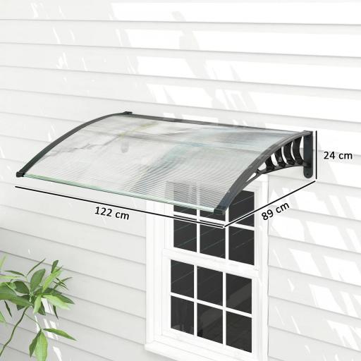 Tejadillo de Protección contra Sol y Lluvia Marquesina para Puertas de Exterior Marquesina de Techo Diseño Moderno Aleación de Aluminio Duradero 122x89x24 cm Transparente [1]