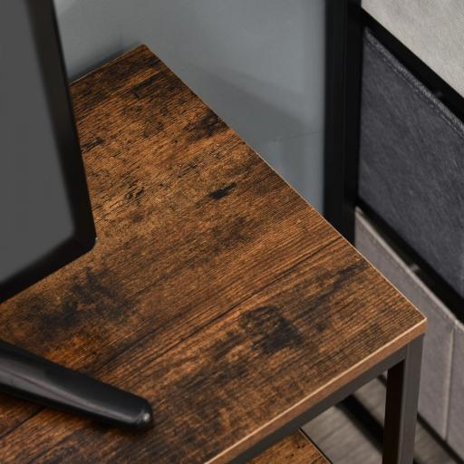 Mueble de TV, Mesa de TV con Estante y 2 Cajones de Tela Plegables, para Televisores hasta 47 Pulgadas, Largo de 98 cm, para Salón, Dormitorio, Marrón Rústico y Negro [7]