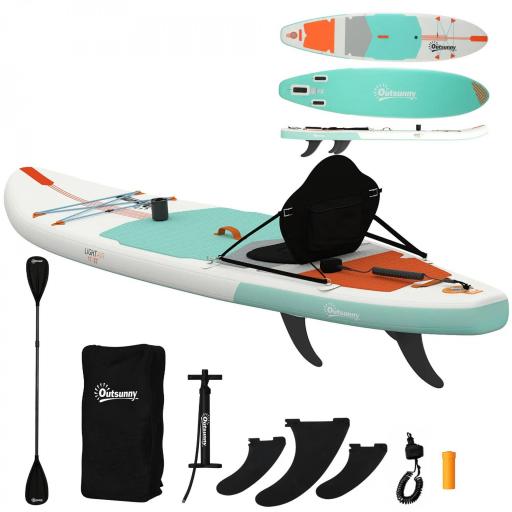 Tabla Paddle Surf Hinchable SUP Extra Largo de 335 cm con Asiento Remo Convertible Aletas Bomba y Mochila Carga 180 kg [8]
