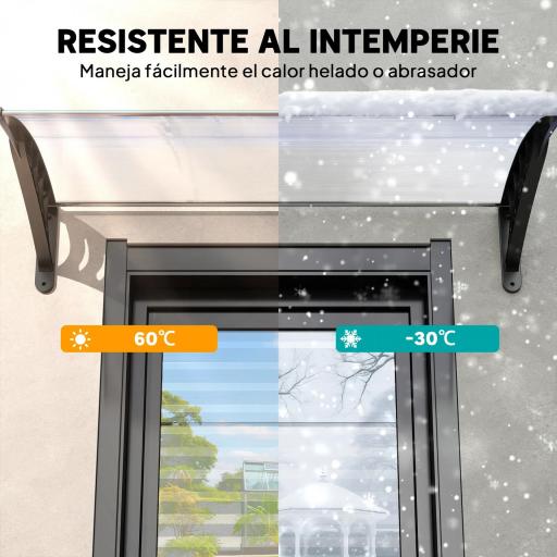 Tejadillo de Protección contra Sol y Lluvia Marquesina para Puertas de Exterior Marquesina de Techo Diseño Moderno Aleación de Aluminio Duradero 122x89x24 cm Transparente [4]