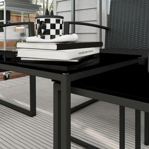 Conjunto de Muebles de Jardín de Ratán Sintético con 2 Sofás Individuales 1 Sofá Doble y 2 Mesas de Centro Negro [4]