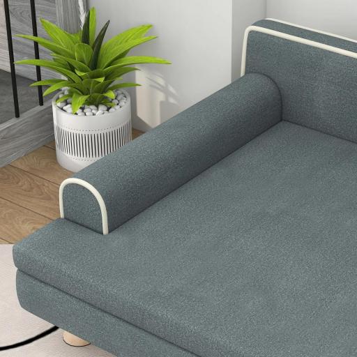 Sofá para Perros Grandes y Medianos Tapizada en Chenilla con Cojín Lavable y Patas de Madera de Pino Gris Oscuro [7]