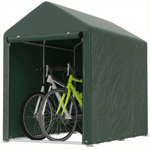Carpa de Jardín para Bicicletas 1,2x1,8x1,65 m con 2 Habitaciones Puerta con Cremallera Impermeable Anti-UV Verde [7]