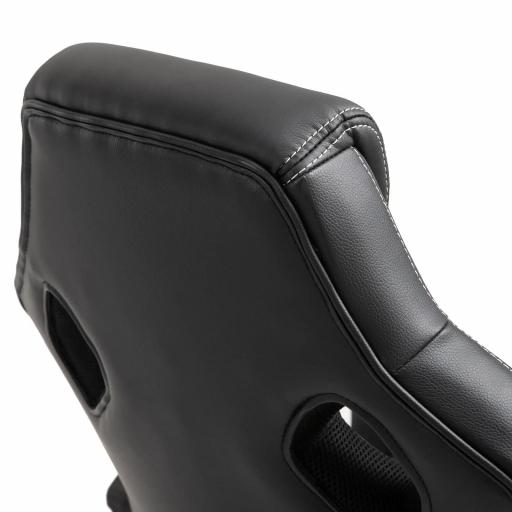 Silla de Oficina Silla Estudio con Función Basculante Altura Ajustable y Respaldo Alto Tapizado en Cuero PU y Malla Transpirable 71x61x108-118 cm Negro [6]