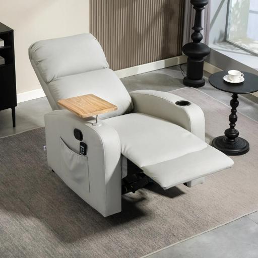 Sillón de Masaje con 4 Modos Vibración Reclinación 145° Mando a Distancia 77x93x105 cm Gris Claro [6]
