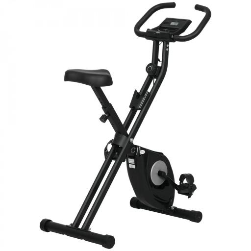 Bicicleta Estática Plegable con 8 Niveles de Resistencia Magnética Pantalla LCD y Asiento Regulable 43x85x109cm Negro [9]