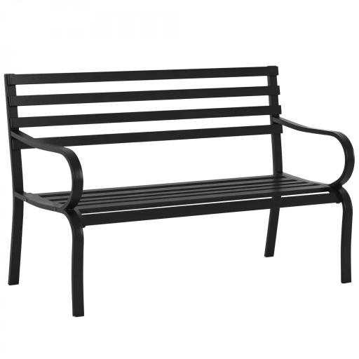 Banco de Exterior de Metal de 2 Plazas con Reposabrazos Carga 240 kg para Patio Terraza 127x58x82 cm Negro [9]