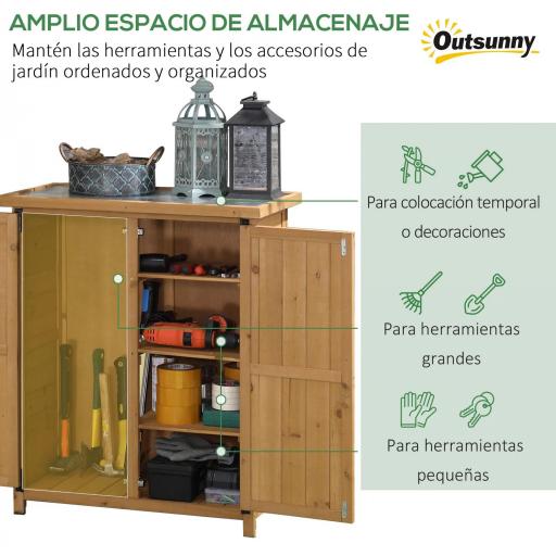 Armario de Jardín 0,24 m² 75x40x90 cm con 4 Estantes y Techo de Galvanizado para Almacenamiento de Herramientas Natural [2]