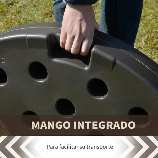 Base para Sombrilla en 4 Partes Rellenable de Arena y Agua Desmontable para Jardín Patio al Aire Libre 100x100x10,5 cm Café [2]