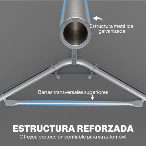Garaje Exterior para Coche 3x6 m Impermeable de PE Resistente Marco de Acero Galvanizado Altura Ajustable Blanco [6]