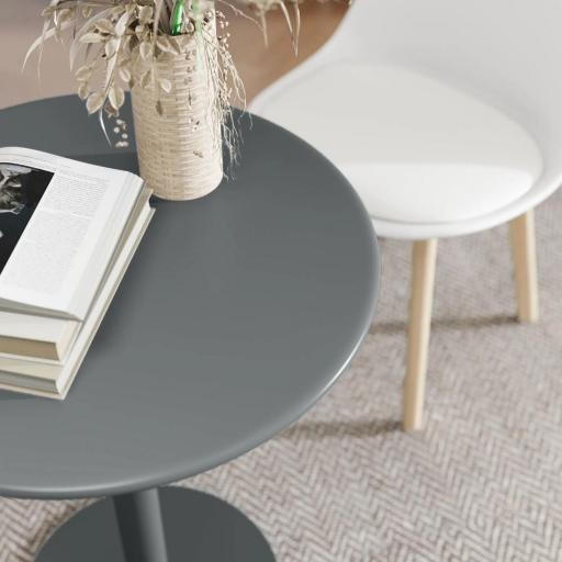 Mesa de Comedor Redonda para 2 Personas Mesa de Cocina de Acero para Interior y Exterior Ø60x72 cm Gris [7]