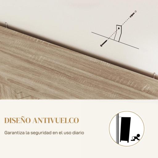 Aparador de Salón con 4 Puertas con Diseño Chevron Estantes Ajustables Patas de Acero 140,5x40x81,5 cm Roble [5]