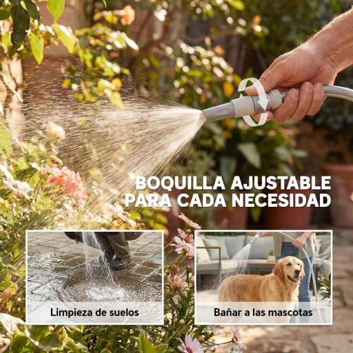 Carrete de Manguera Retráctil 20+1,9 m con Boquilla de 2 Modos Bloqueo Automático y Retracción Controlada Soporte Gris [5]