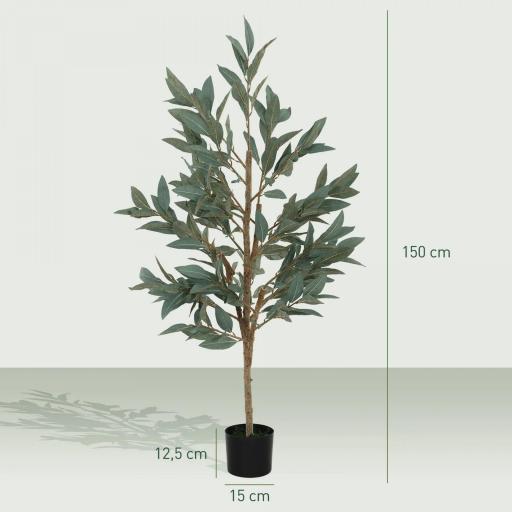Árbol Artificial de Laurel 150 cm Decoración para Hogar Oficina Balcón Dormitorio Verde [1]