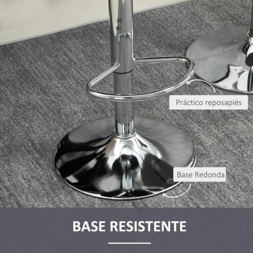 Juego de 2 Taburetes de Cocina Taburetes Altos con Altura Ajustable Asiento Giratorio 43x45x81-101 cm Gris [5]