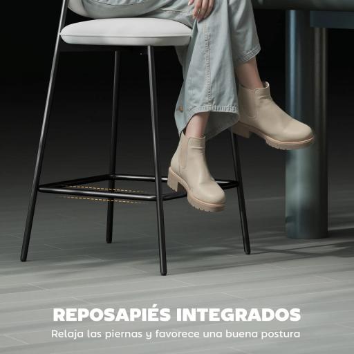 Conjunto de 2 Taburetes de Bar con Respaldo Tapizado Aterciopelado y Estructura de Acero 45x49x102 cm Gris Claro [3]