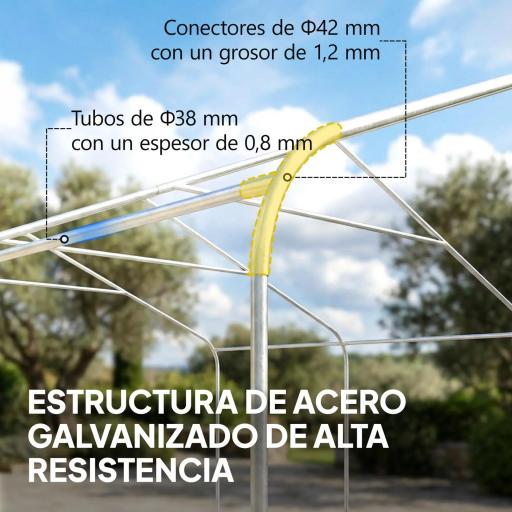 Carpa Garaje Portátil 5x6 m con Estructura de Acero Galvanizado Impermeable Anti-UV Cobertizo para Herramientas Crema [5]