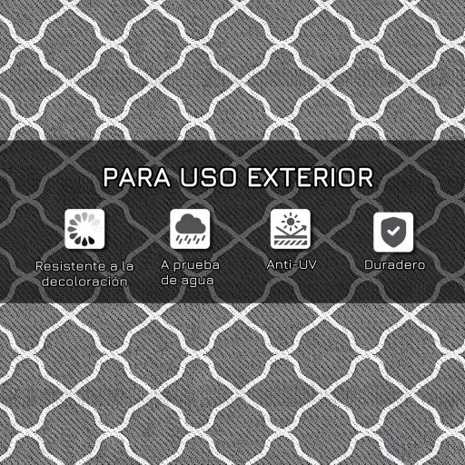 Alfombra Exterior Reversible 182x274 cm de Plástico Impermeable para Terraza Patio Camping Playa Gris y Blanco [6]