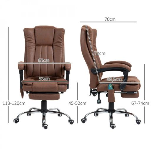 Silla de Oficina con 6 Puntos de Masaje Ajustable con Función Calefacción Reposapiés Retráctil y Control Remoto Marrón [1]