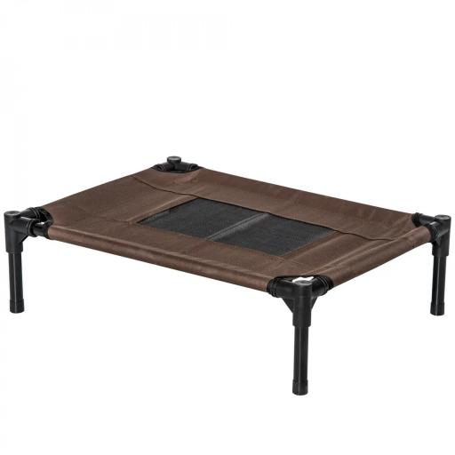 Cama Elevada para Perros Gatos Portátil Cama para Mascotas con Zona de Malla Transpirable y Tela Oxford para Interior Exterior 61x46x18 cm Marrón [9]