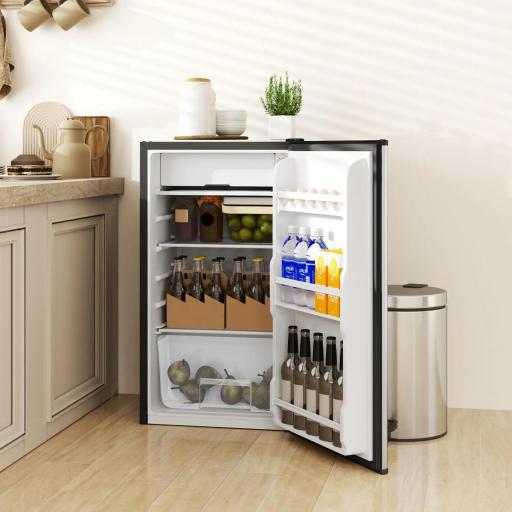 Mini Nevera Silenciosa 91 L Clase E con Temperatura Regulable 5 Niveles Puerta Reversible Estantes Ajustables Negro [2]