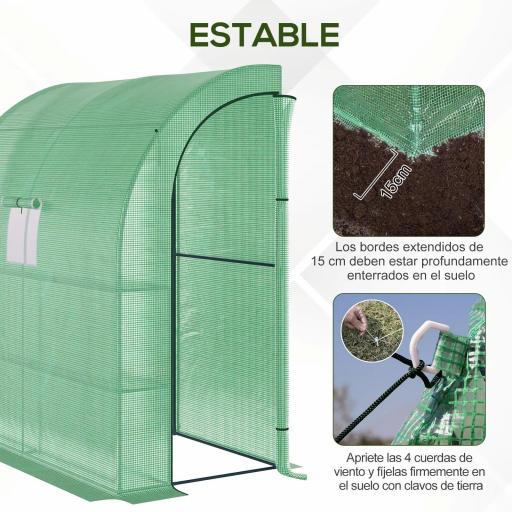 Invernadero de Exterior con Ventanas Estantes de 3 Niveles Puerta con Cremallera y Marco de Acero 200x100x215 cm Verde [4]