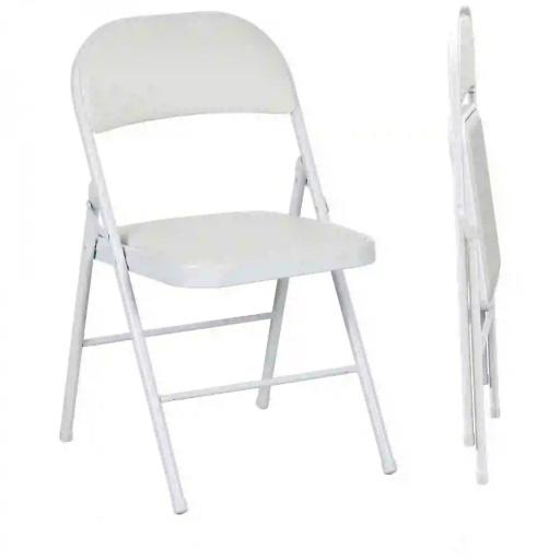 Juego de 2 Sillas Abatibles con Respaldo y Estructura de Acero para Oficina Estudio 45x46x78 cm Blanco [9]