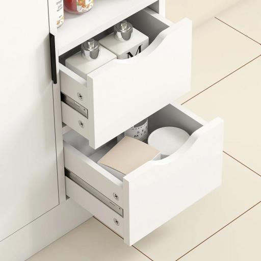 Armario de Baño con 2 Cajones Compartimento Abierto y Estantes Ajustables para Espacio Pequeño 50x25x100 cm Blanco [7]