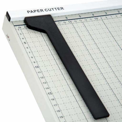 Cortador de Papel A4 Guillotina Profesional para Papelería Fotográfica Oficina Estudio Escuela Capacidad 12 Hojas con Regla Guía Cizalla de Cuchilla 48x26,5x5 cm Blanco [6]