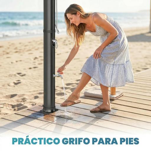 Ducha Solar Jardín 40L con Cabezal Ducha de Mano Grifo para Pies y Temperatura Ajustable Máx. 60 °C para Piscina Negro [6]