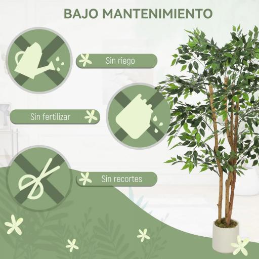 Ficus Artificial 150 cm Planta Artificial con 1116 Hojas y Maceta Planta Artificial Decorativa para Interior Verde [5]