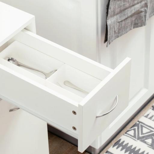 Carrito de Cocina Verdulero con 1 Cajón y 2 Estantes Abiertos Carro Auxiliar con Ruedas 25x50x85 cm Blanco [3]