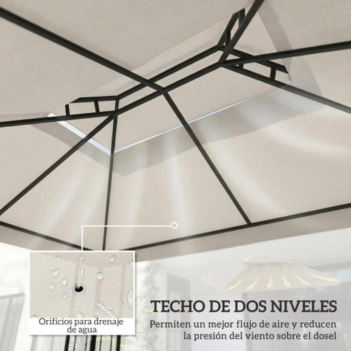 Toldo de Recambio 4x3 m con Techo Doble Orificios de Drenaje y Protección UV Solo Toldo NO Incluye Marco Crema [3]