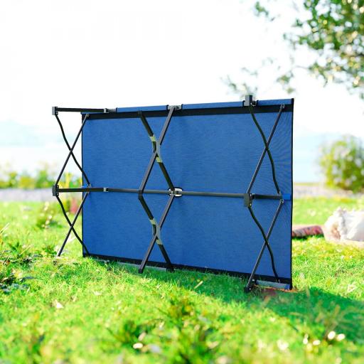 Cama de Acampada Plegable con Bolsa de Transporte y Marco Metálico Carga 136 kg para Playa Senderismo 193x125x40 cm Azul [2]