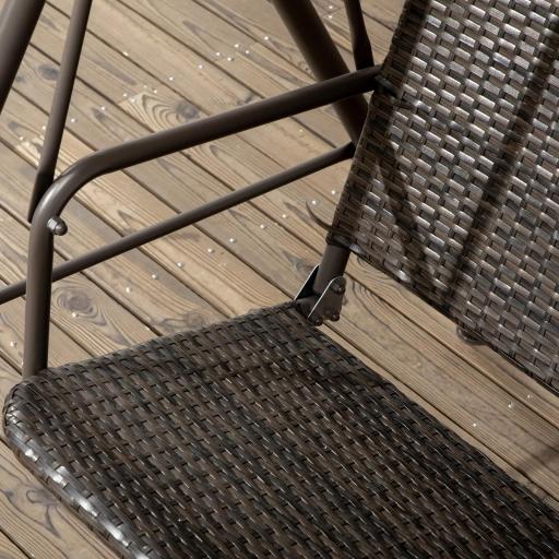 Balancín de Jardín Exterior de 3 Plazas con Toldo Ajustable Asiento de Ratán PE y Reposabrazos 167x112x153 cm Marrón [7]